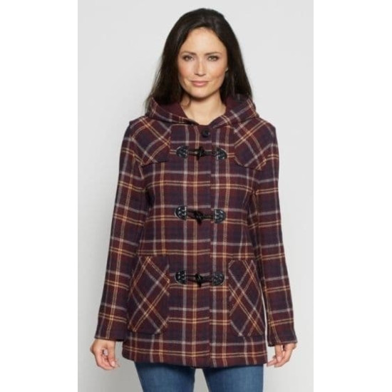 Duffel Coat Wool Mix - Wine Check