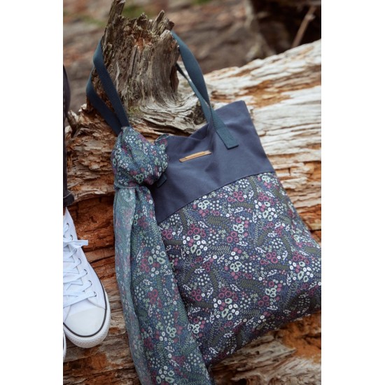 Elena Printed Shopper Bag - Ditsy Navy