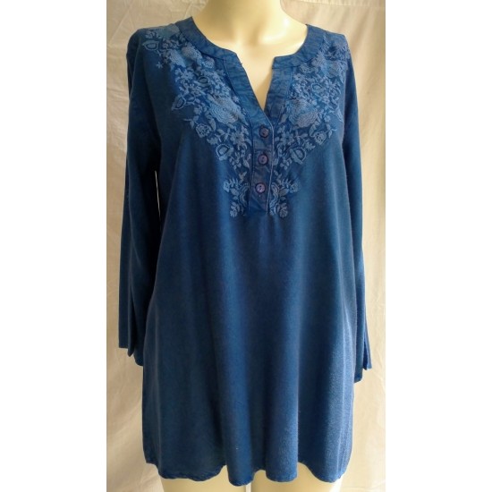 Embroidered Tunic-  Washed Navy