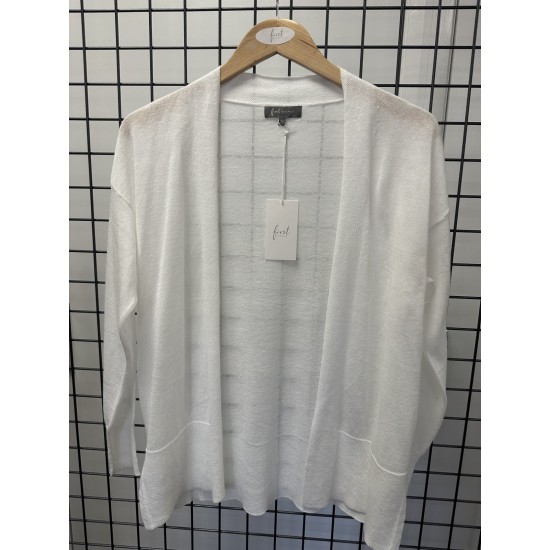 First Ave - Linen Mix Summer Cardigan- White