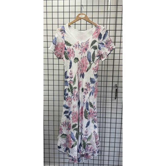 First Ave Cap Sleeve Cheesecloth Dress- Alaskan Blue Floral