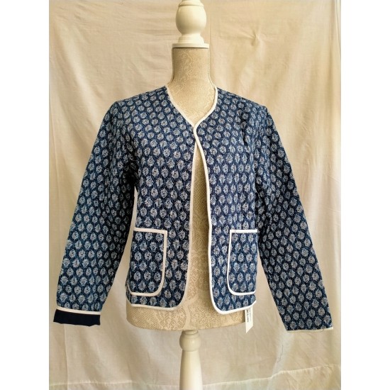 First Ave Reversible Abstract Tile Print Jacket- Navy