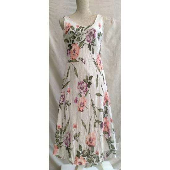 First Ave Sleeveless Cheesecloth Dress- Coral Multi Floral