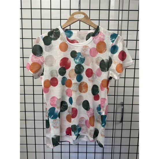 First Ave Spot Print Tee- Multi Spot