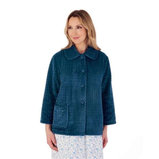  Fleece Button Bedjacket- Teal