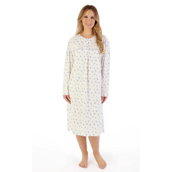 Floral Brushed Cotton Nightdress- Purple