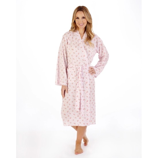 Floral Cotton Dressing Gown -Pink