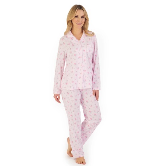 Floral S/S Poly-Cotton Pj's- Pink