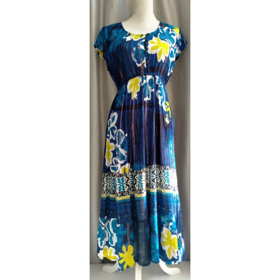 Flower Border Print R/N Dress- Navy
