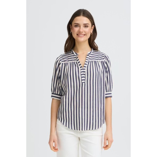 FRDonnie BL1 S/S Blouse- Navy/White Stripe
