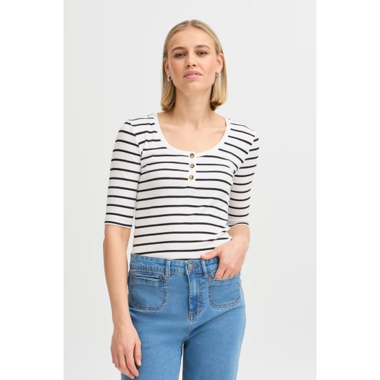 FRHizamond Stripe Tee 32- Off White/Black