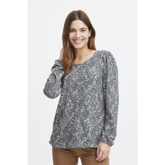 FRSoft Leaf Print Top- Endless Sky Mix