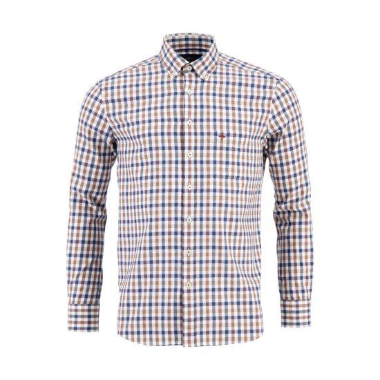 Fynch-Hatton Checked Brushed Shirt Coffee