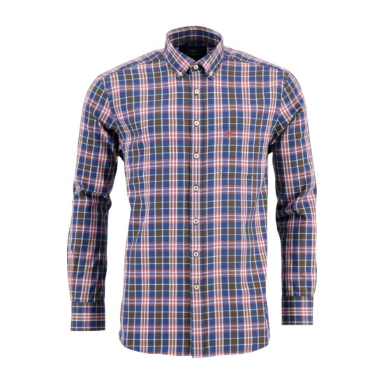 Fynch-Hatton Checked Brushed Shirt Pumpkin