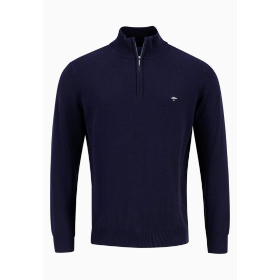 Fynch-Hatton Cotton 1/4 Zip Knit Navy