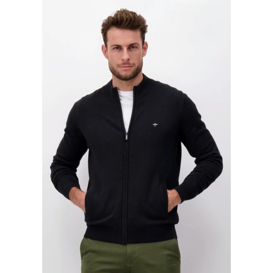 Fynch-Hatton Cotton Full Zip Knit Navy