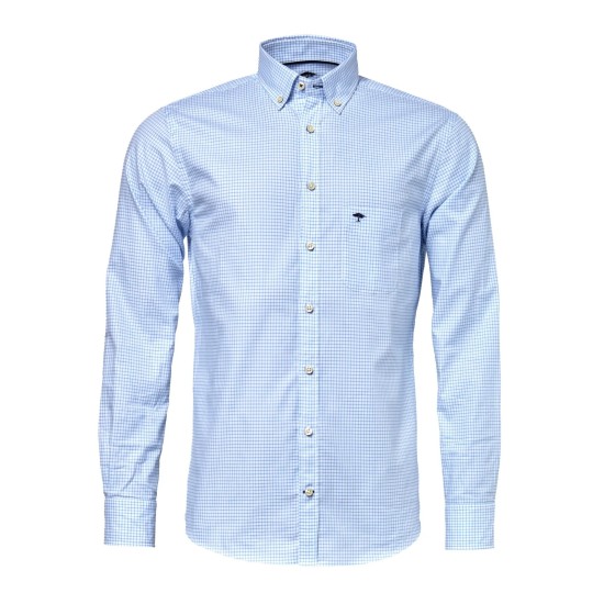 Fynch-Hatton Oxford Check L/s Shirt Lt Blue