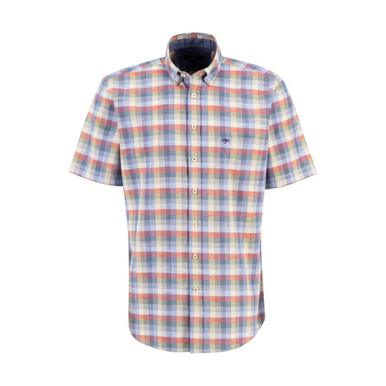 Fynch-Hatton S/s Summer Slub Check Tangerine
