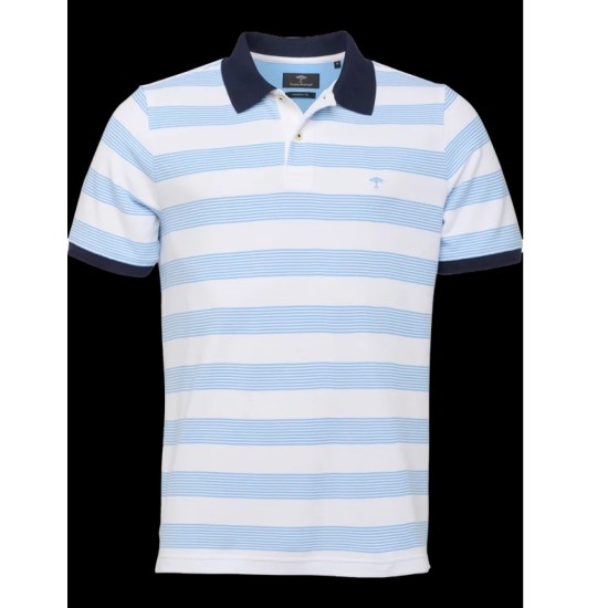 Fynch Hatton Stripe Polo Whit/Soda