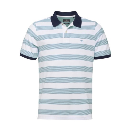 Fynch Hatton Stripe Polo White/Aloe