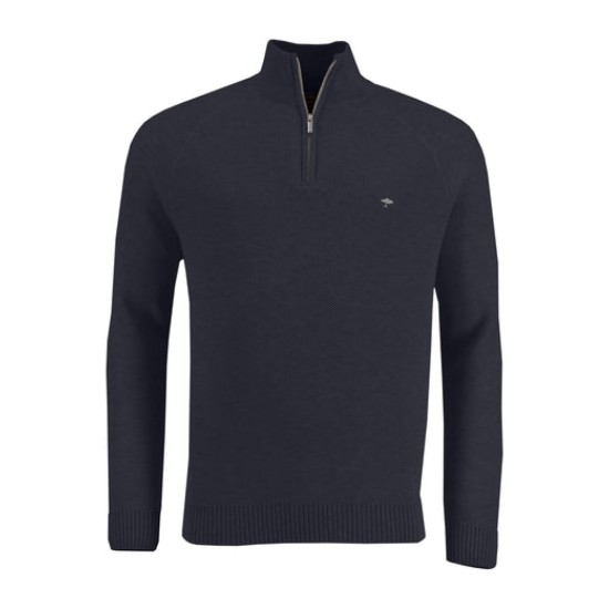 Fynch Hatton Structure knit 1/4 zip Navy