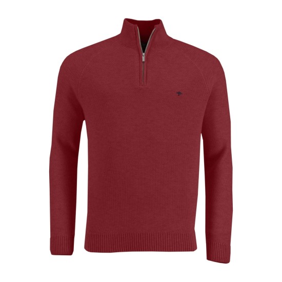 Fynch Hatton Structure knit 1/4 zip Winter Red
