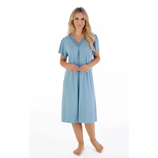 Gaspe S/Sleeve Nightdress- Blue