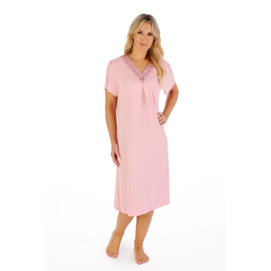 Gaspe S/Sleeve Nightdress- Pink