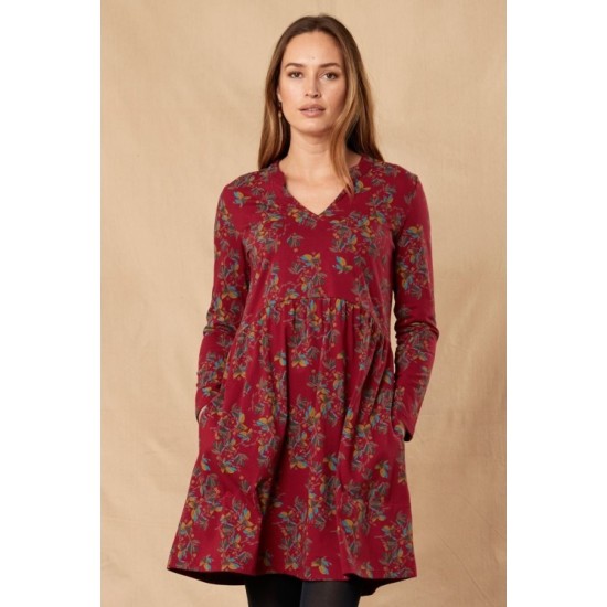 Gathered Detail Tunic Dress - Berry