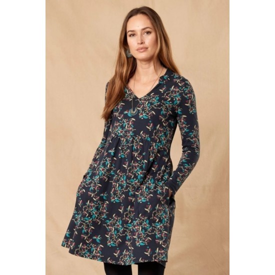Gathered Detail Tunic Dress - Navy