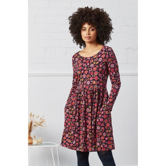 Gathered Jersey Tunic Dress Navy