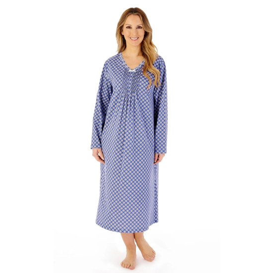 Geo Print L/S Nightdress- Navy