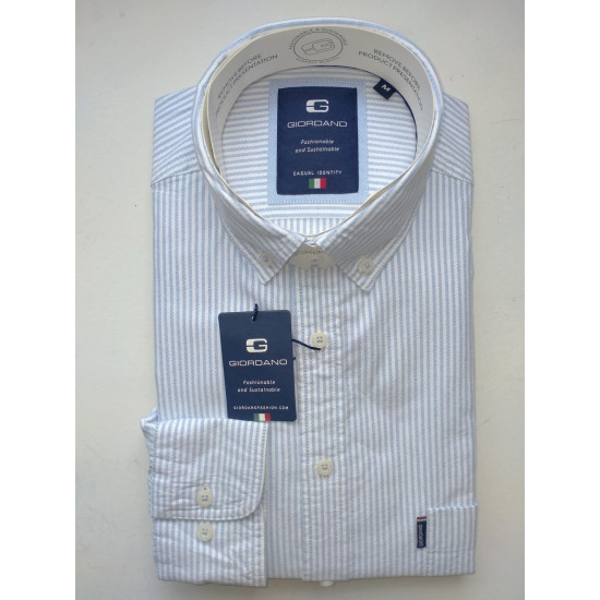 Giordano Oxford L/S White Blue stripe