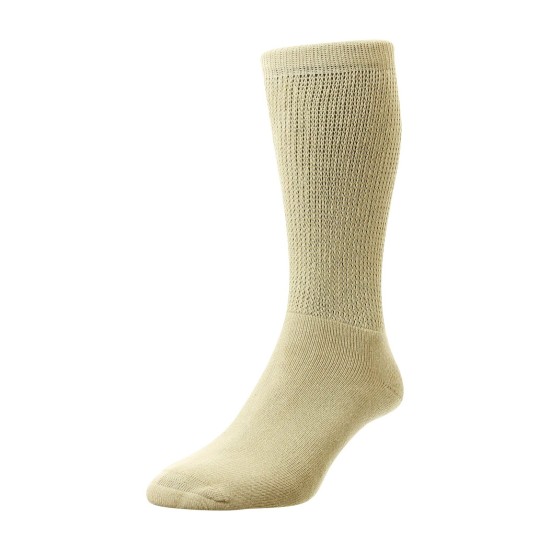 HJ Hall  Cotton Diabetic Sock Beige