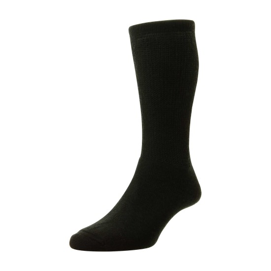 HJ Hall  Wool Diabetic Sock Black