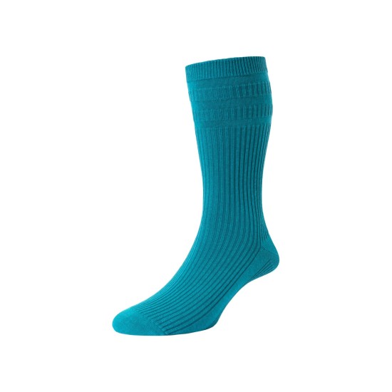 HJ Hall Cotton Soft Top Sock Bright Teal