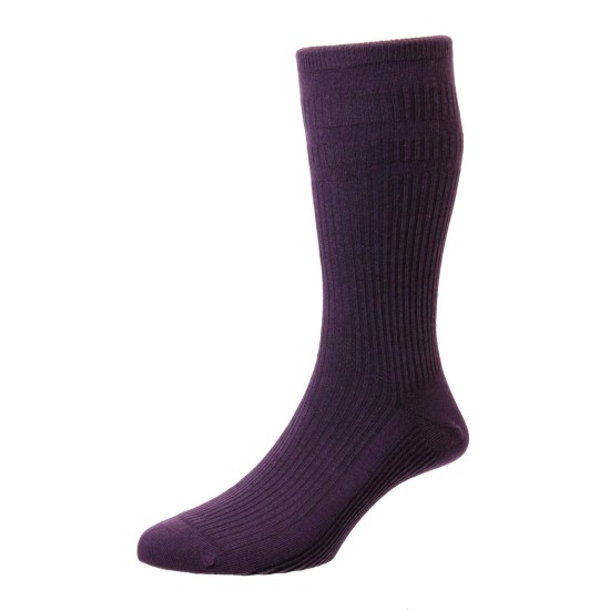 HJ Hall Cotton Soft Top Sock Damson