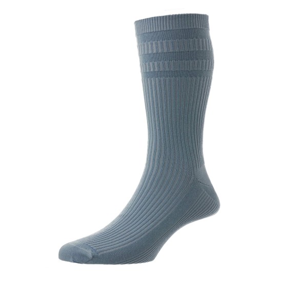 HJ Hall Cotton Soft Top Sock Faded Denim