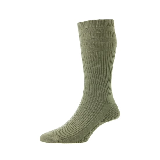 HJ Hall Cotton Soft Top Sock Light Olive