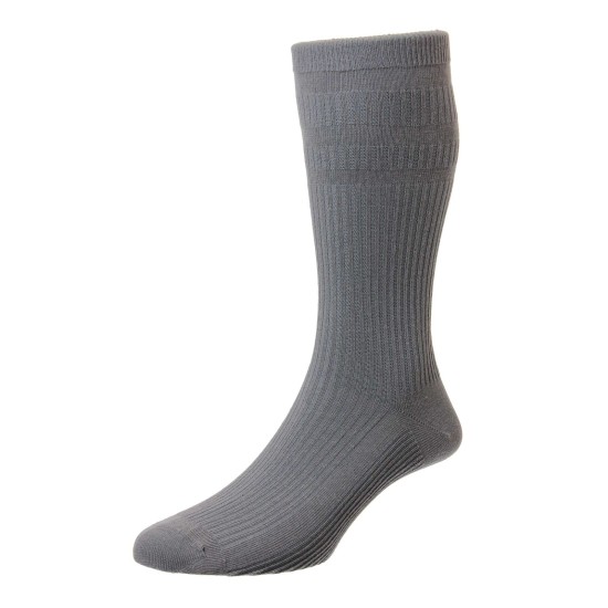 HJ Hall Cotton Soft Top Sock Mid Grey