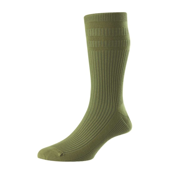 HJ Hall Cotton Soft Top Sock Olive