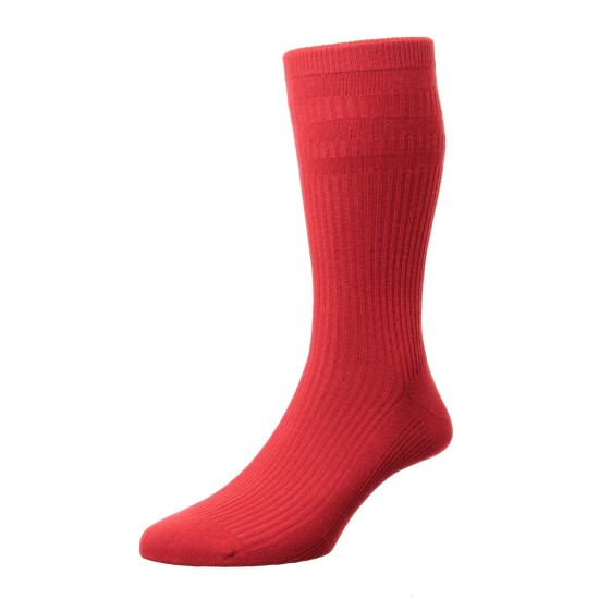 HJ Hall Cotton Soft Top Sock Red