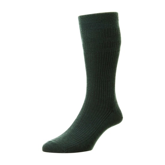 HJ Hall Wool Soft Top Sock Green
