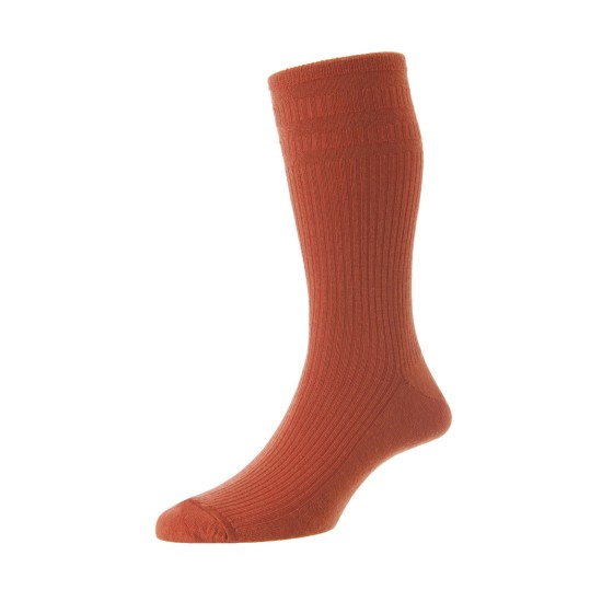 HJ Hall Wool Soft Top Sock Burnt Orange