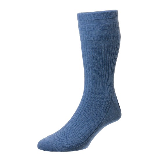HJ Hall Wool Soft Top Sock China Blue