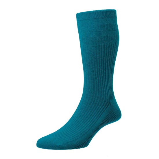 HJ Hall Wool Soft Top Sock Petrol