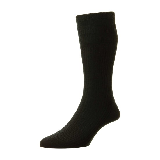 HJ Hall Wool Soft Top Sock Black