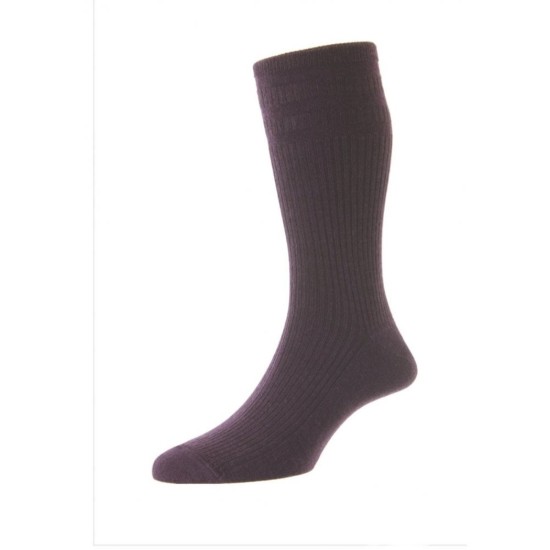 HJ Hall Wool Soft Top Sock BlackBerry