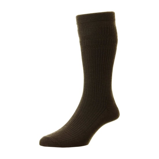 HJ Hall Wool Soft Top Sock DK Brown