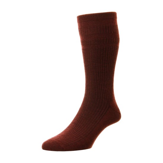 HJ Hall Wool Soft Top Sock Burgundy